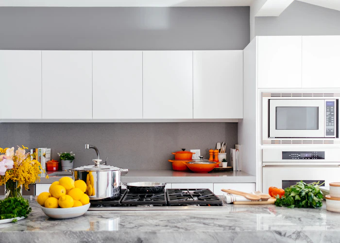 Bright kitchen with clear worktops
